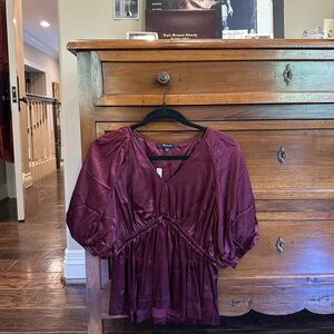 NWT Madewell Burgundy Satin Blouse